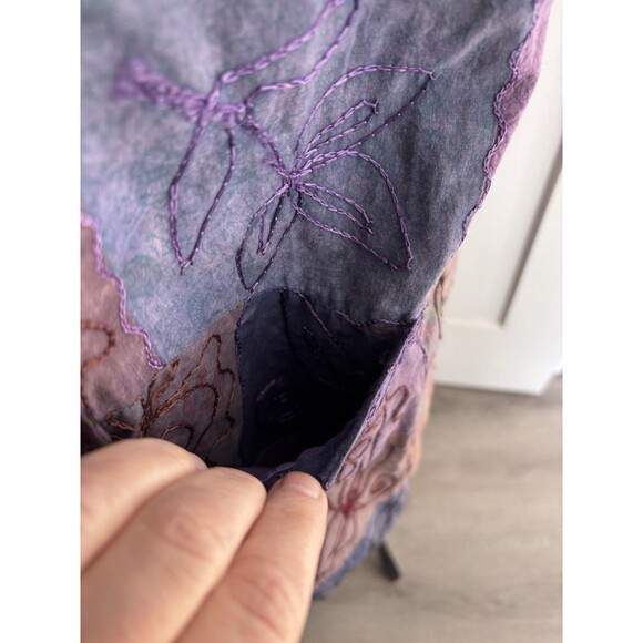 Vtg Patchwork Embroidered Whimsigoth Long Vest Or Jumper Dress Phoebe Pockets M - Picture 3 of 12